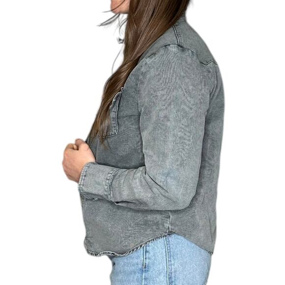 THE GREAT‎ The Howdy Gray Corduroy Snap Button Western Shirt Jacket Women's Med - Picture 3 of 8